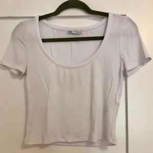 Zara // White cropped tee // S